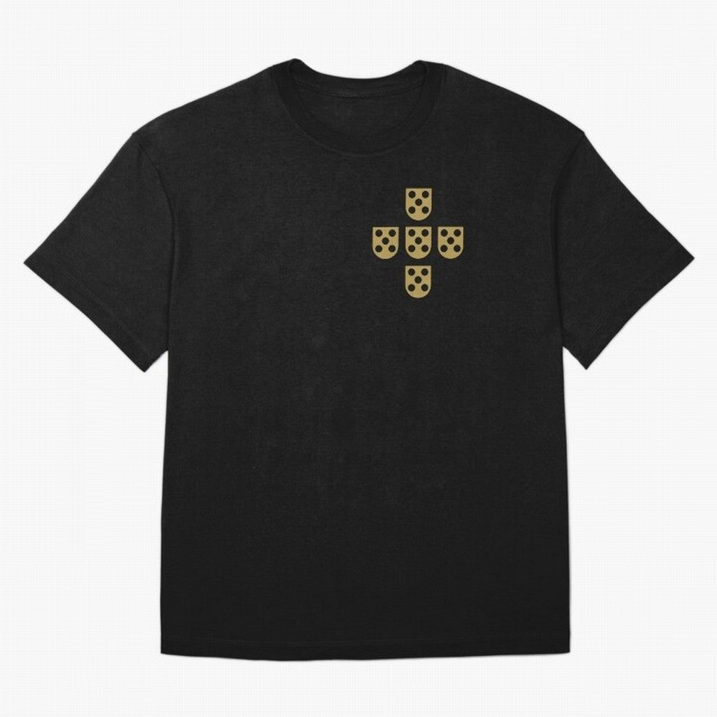 Quinas Portugal Gold B Oversized T-Shirt Cheer for FIFA World Cup 2026 Group Stage for Fans of Haaland and England, France and Netherlands, Bringing Match Day Excitement, Supporter Culture, Golden Goals and Global Football Passion; Great for Watch