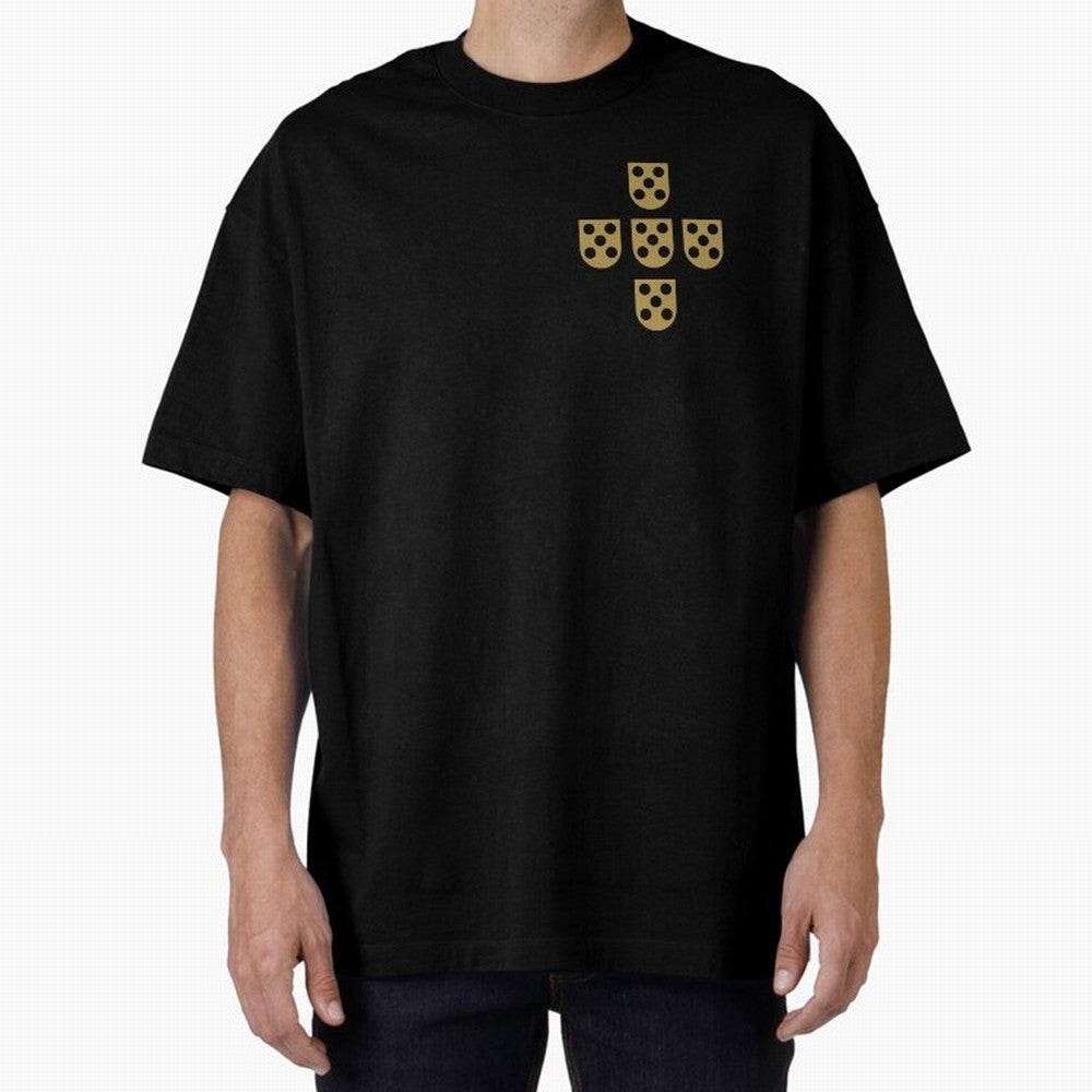Quinas Portugal Gold B Oversized T-Shirt Cheer for FIFA World Cup 2026 Group Stage for Fans of Haaland and England, France and Netherlands, Bringing Match Day Excitement, Supporter Culture, Golden Goals and Global Football Passion; Great for Watch