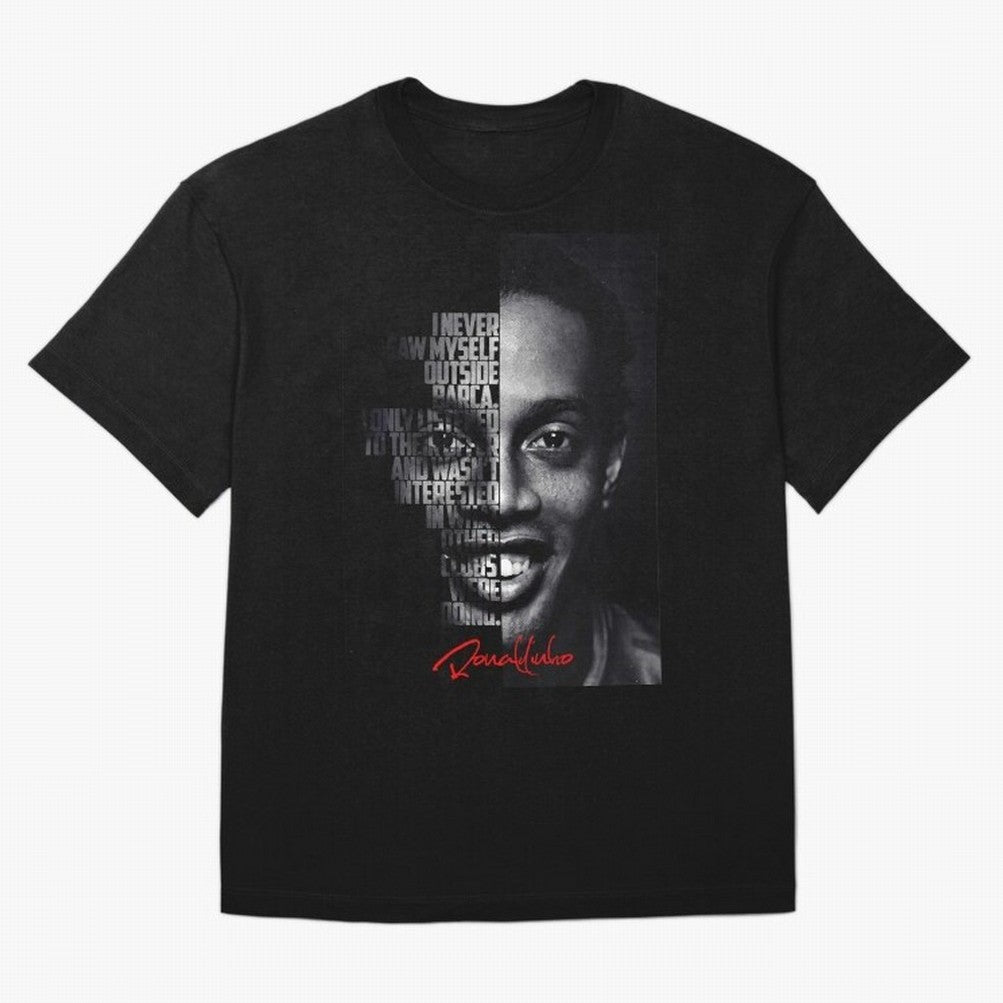 Black and white Ronaldinho quote. Oversized T-Shirt Bring World Football Passion into Match Day Hype around FIFA World Cup 2026, Cristiano Ronaldo, Argentina and Brazil, Football History, Final Match Energy, Crowd Noise and Once in a Lifetime