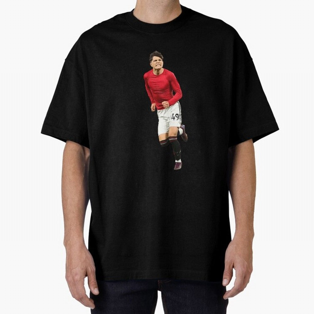 Alejandro Garnacho celebration Oversized T-Shirt Discover Match Day Hype around FIFA World Cup 2026, Messi, CR7 and Mbappe, Argentina and Brazil, Retro Football Energy, Iconic Rivalries, Trophy Chase Drama and Stadium Atmosphere; Ideal for