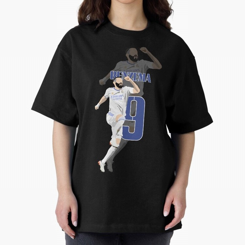Karim Benzema 9 Oversized T-Shirt Bring Trophy Dreams to FIFA World Cup 2026 Built around Messi, CR7 and Mbappe, England and Germany Energy, Sports Nostalgia, International Competition, Famous Players and Unforgettable Victories; Perfect for Fans,