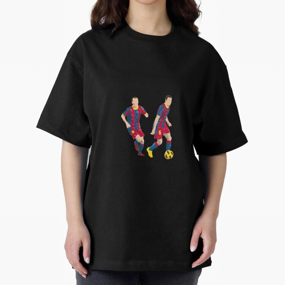 Andres Iniesta and Xavi Minimalist Oversized T-Shirt Remember Iconic Moments from FIFA World Cup 2026 USA Canada Mexico Spirit, Inspired by England, France and Netherlands, Mbappe and Neymar, Stadium Memories, Football Loyalty, International Chants