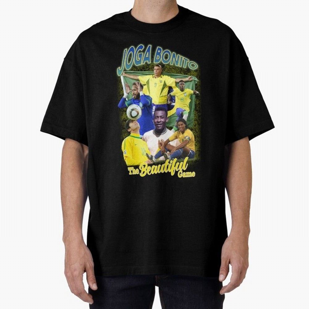 Joga Bonito Brazil Oversized T-Shirt Get Ready for Global Football Passion for FIFA World Cup 2026 USA Canada Mexico, Celebrating Neymar, Spain, Football Passion, Legendary Performances, Festival Vibes and Supporter Community; Great for Supporters