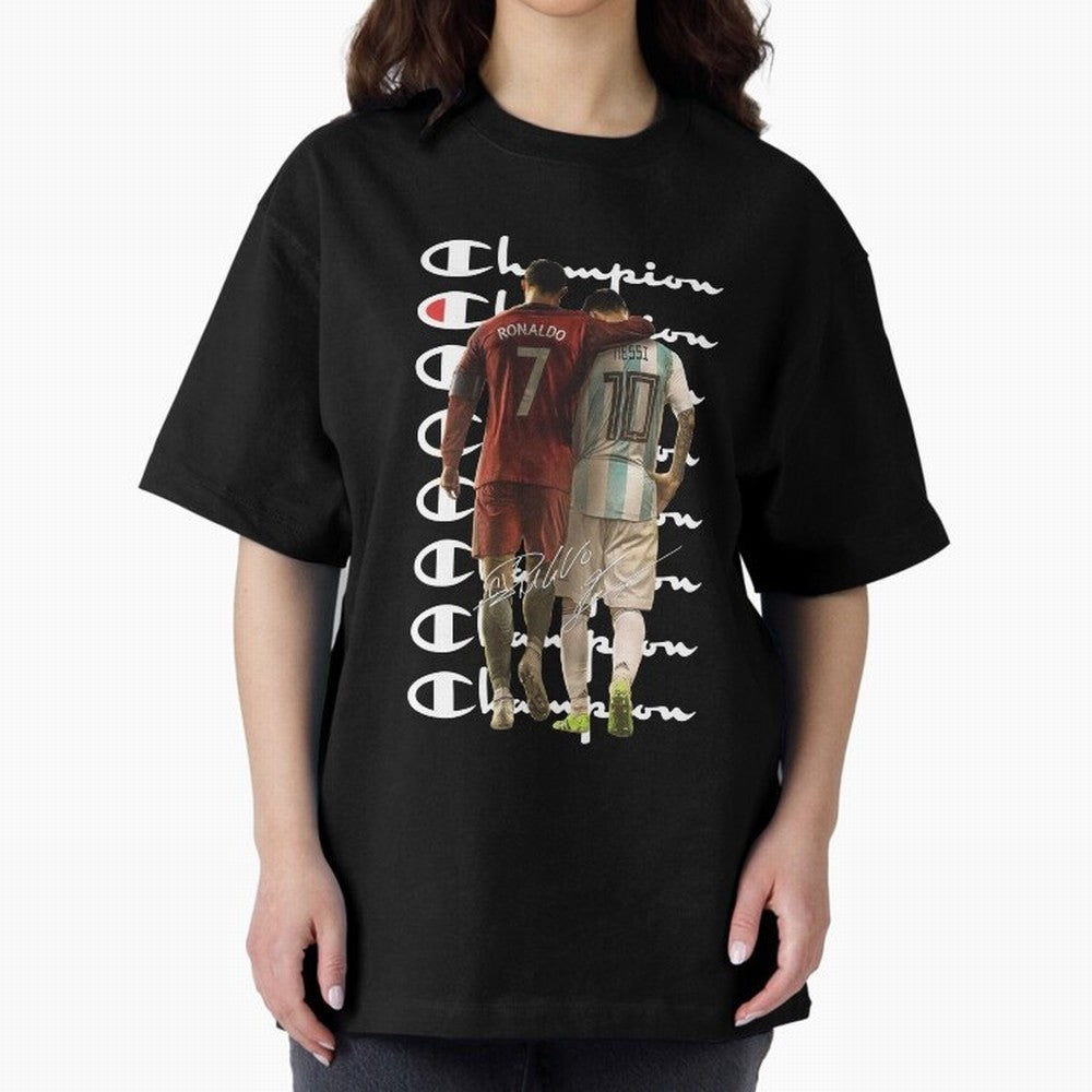 Ronaldos And Messis C-C-H-A-M-P-I-O-N-N Oversized T-Shirt Refresh the FIFA World Cup 2026 Group Stage Journey through Neymar, Haaland and Cristiano Ronaldo Highlights, Argentina, France and Brazil Pride, Match Day Excitement, Supporter Culture,