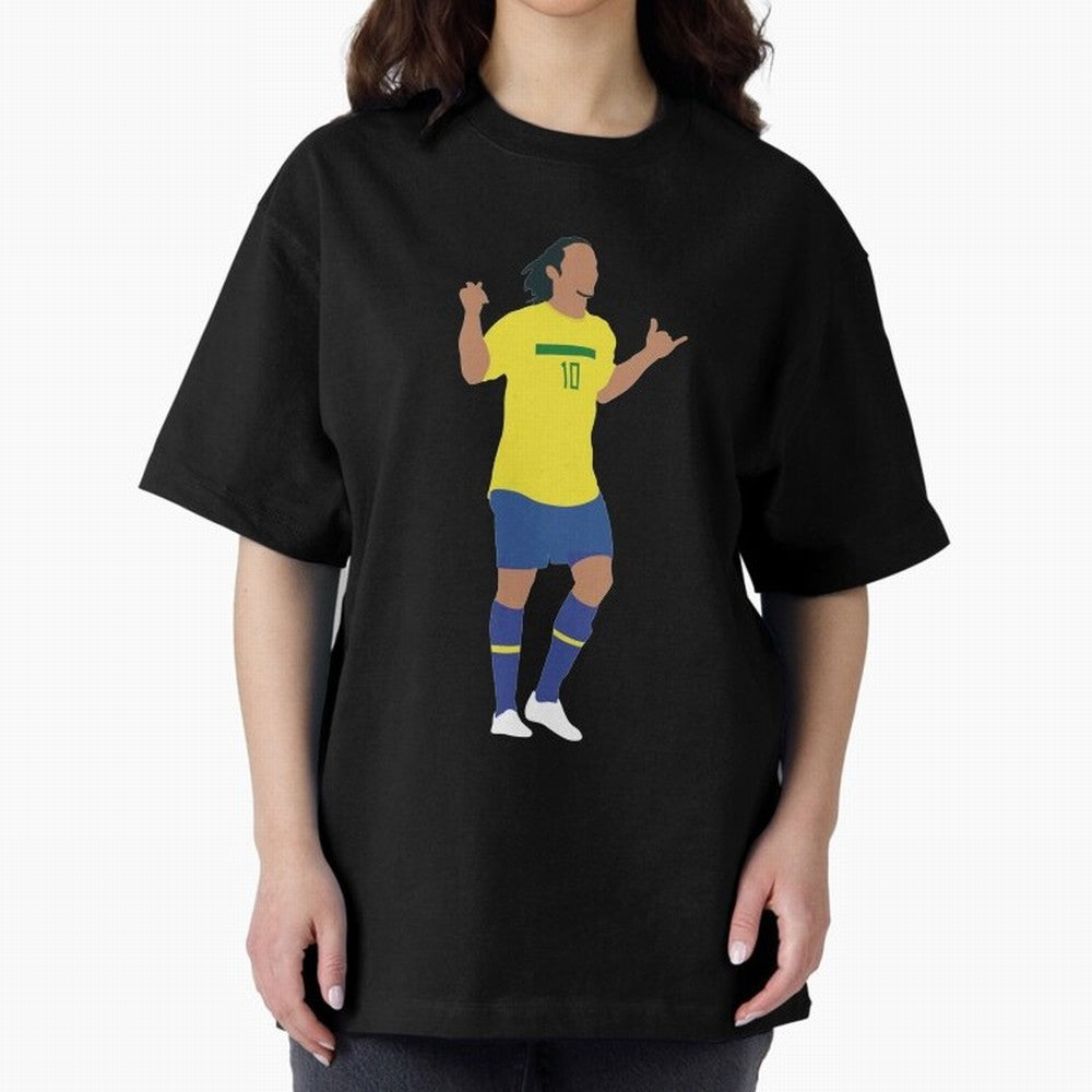 Ronaldinho. Brazil Football. Oversized T-Shirt Feel the Trophy Chase of FIFA World Cup 2026 Group Stage Spirit, Highlighting France, Messi, Classic Soccer Heritage, Championship Pressure, Fan Loyalty and International Pride; Great for Supporters