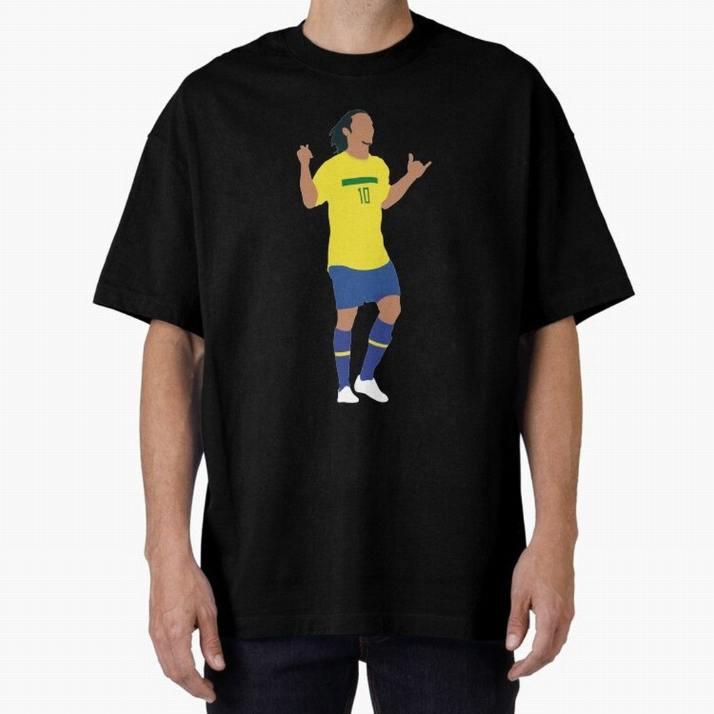 Ronaldinho. Brazil Football. Oversized T-Shirt Feel the Trophy Chase of FIFA World Cup 2026 Group Stage Spirit, Highlighting France, Messi, Classic Soccer Heritage, Championship Pressure, Fan Loyalty and International Pride; Great for Supporters
