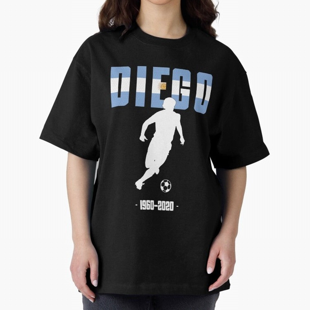 Diego 1960-2020 Oversized T-Shirt Elevate Match Day Hype around FIFA World Cup 2026, Cristiano Ronaldo, Haaland and CR7, England, France and Netherlands, Stadium Chants, National Pride, Trophy Dreams and Unforgettable Football Memories; Ideal for