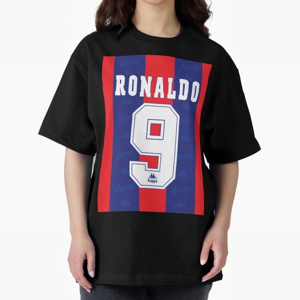 Barcelona Vintage Shirt 1995 Ronaldo 9 Oversized T-Shirt Capture FIFA World Cup 2026 Group Stage Filled with CR7 and Messi, Argentina and Brazil Energy, Retro Football Energy, Iconic Rivalries, Trophy Chase Drama and Stadium Atmosphere; Perfect for