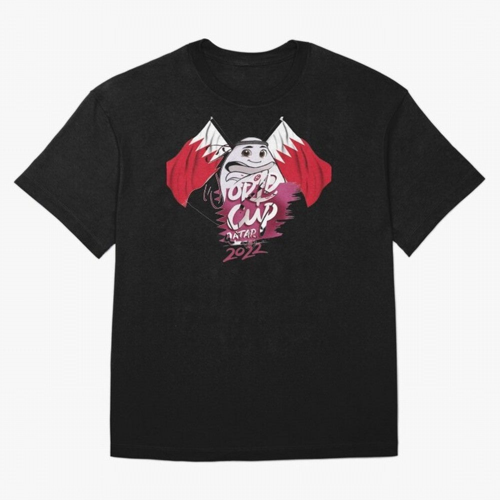 qatar mascot Oversized T-Shirt Bring Trophy Dreams to FIFA World Cup 2026 Built around Messi, CR7 and Mbappe, England and Germany Energy, Sports Nostalgia, International Competition, Famous Players and Unforgettable Victories; Perfect for Fans,