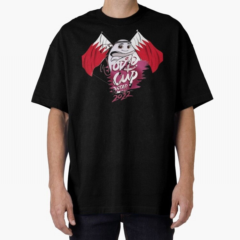 qatar mascot Oversized T-Shirt Bring Trophy Dreams to FIFA World Cup 2026 Built around Messi, CR7 and Mbappe, England and Germany Energy, Sports Nostalgia, International Competition, Famous Players and Unforgettable Victories; Perfect for Fans,