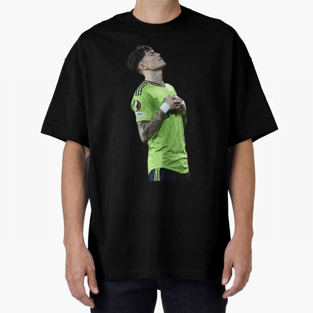 Garnacho Inner Peace Celebration Oversized T-Shirt Show Up for the Glory of Global Football Passion for FIFA World Cup 2026 USA Canada Mexico, Built around Messi, CR7 and Mbappe, Portugal, Spain and Germany, Football History, Final Match Energy,