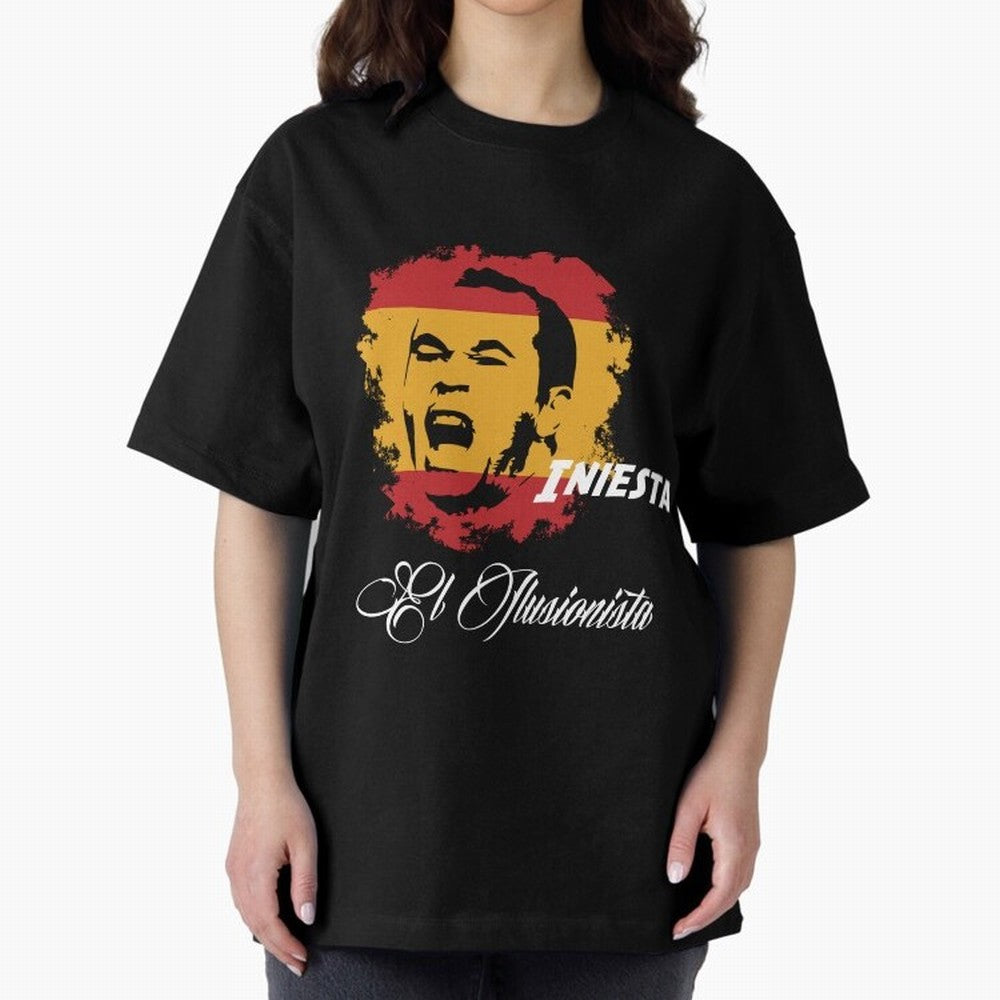 Spain Andres Iniesta Football World Cup 2014 Oversized T-Shirt Share the Excitement of FIFA World Cup 2026 Group Stage for Fans of Haaland and England, Bringing Championship Spirit, Famous Goals, Roaring Crowds and International Football Unity;