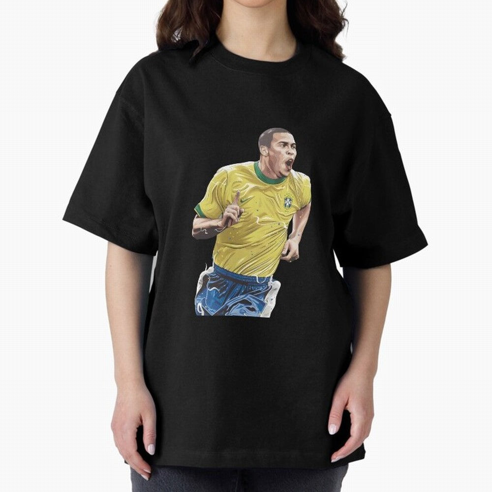 R9, El Grande Ronaldo Nazario Oversized T-Shirt Join the FIFA World Cup 2026 Group Stage Journey through Haaland and Mbappe Highlights, Brazil Pride, Retro Football Energy, Iconic Rivalries, Trophy Chase Drama and Stadium Atmosphere; Made for