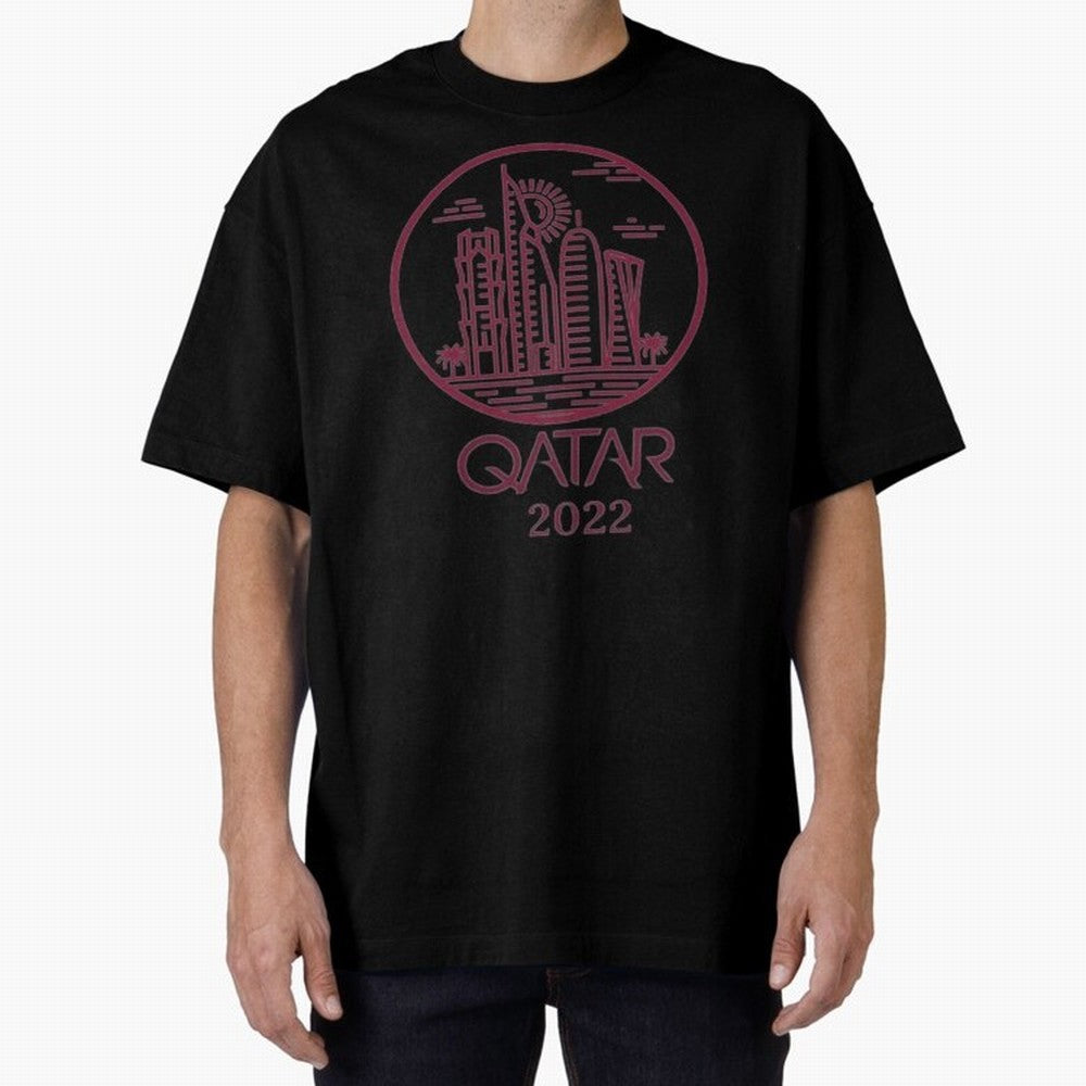 Qatar Welcome Oversized T-Shirt Enjoy Match Day Hype around FIFA World Cup 2026 USA Canada Mexico, Messi, CR7 and Mbappe, Brazil, Portugal and Argentina, Classic Soccer Heritage, Championship Pressure, Fan Loyalty and International Pride; Made for