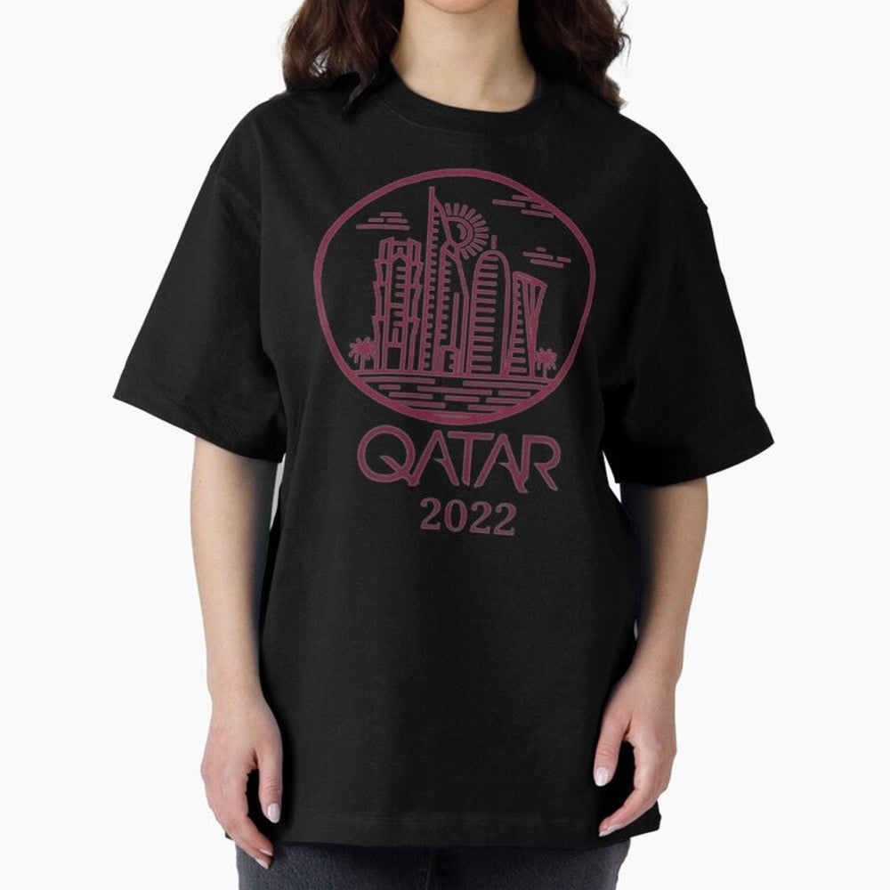 Qatar Welcome Oversized T-Shirt Enjoy Match Day Hype around FIFA World Cup 2026 USA Canada Mexico, Messi, CR7 and Mbappe, Brazil, Portugal and Argentina, Classic Soccer Heritage, Championship Pressure, Fan Loyalty and International Pride; Made for