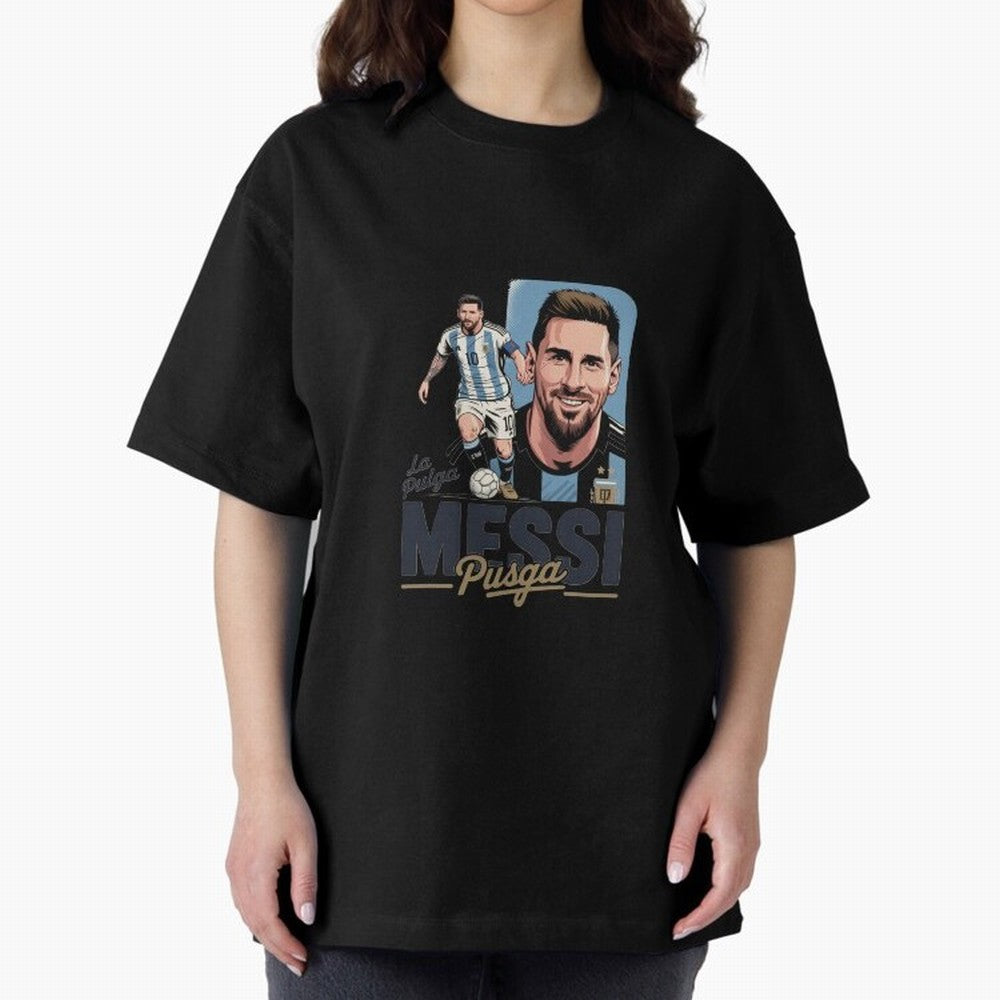 Lionel Messi Argentinian La Pulga Oversized T-Shirt Show Fan Pride Across FIFA World Cup 2026 Group Stage Spirit, Highlighting Germany, Haaland, Stadium Memories, Football Loyalty, International Chants and Championship Tradition; Perfect for Fans,