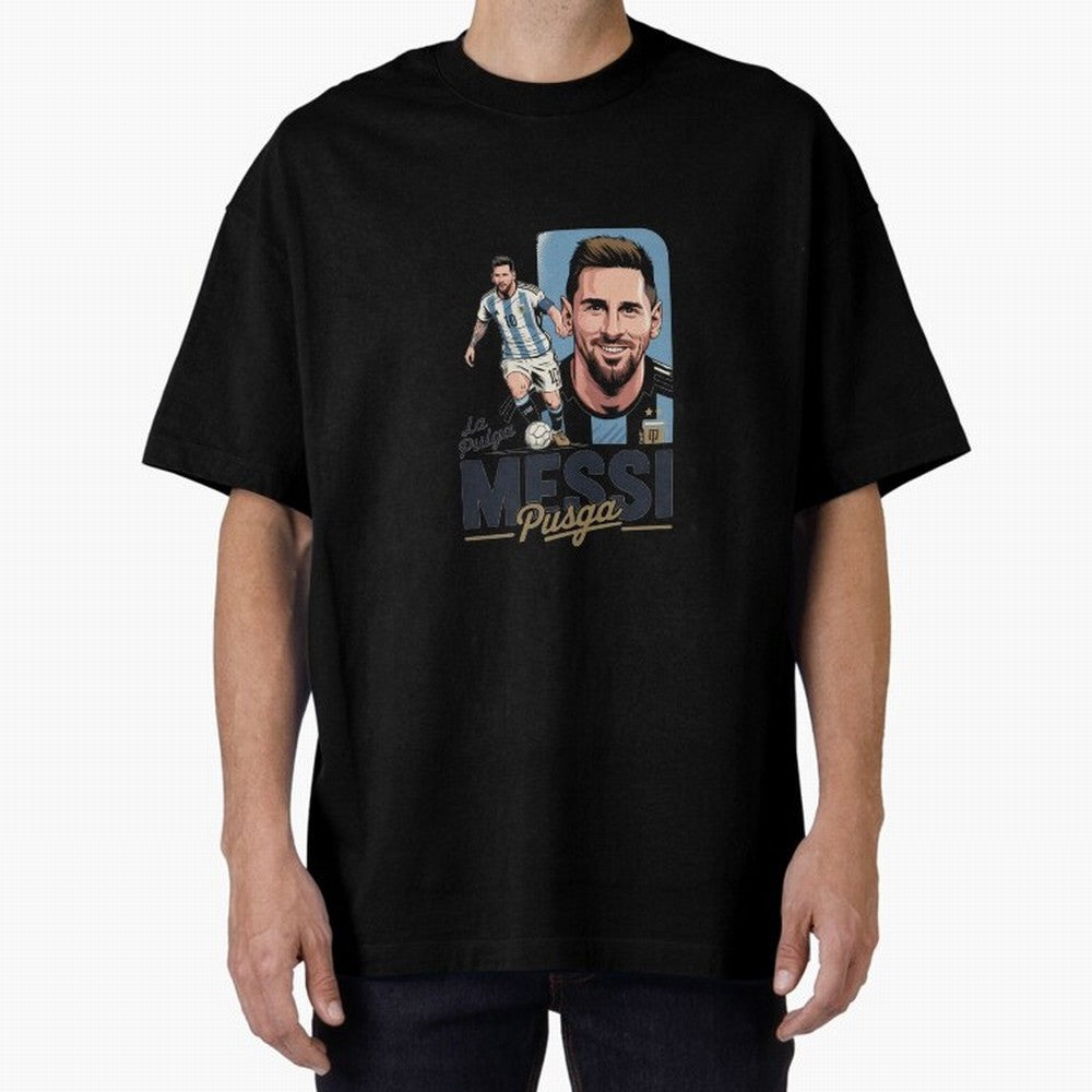 Lionel Messi Argentinian La Pulga Oversized T-Shirt Show Fan Pride Across FIFA World Cup 2026 Group Stage Spirit, Highlighting Germany, Haaland, Stadium Memories, Football Loyalty, International Chants and Championship Tradition; Perfect for Fans,