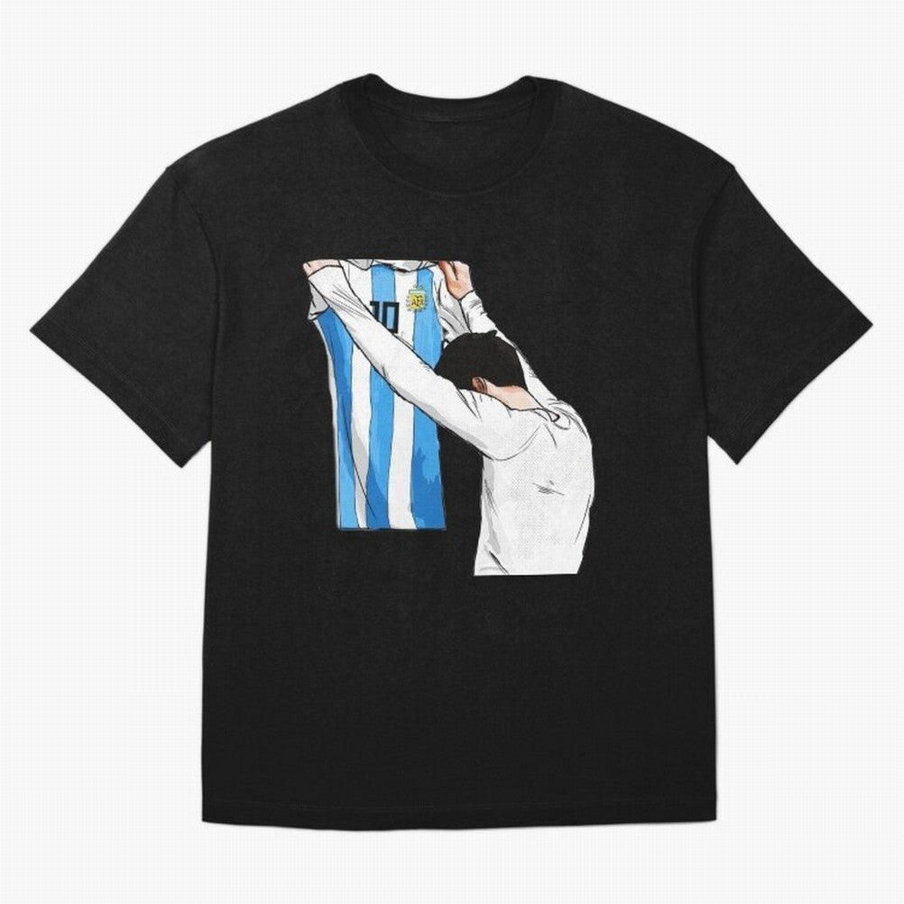Lionel Messi holding his shirt, Argentina copa america Classic T-Shirt Feel the Heartbeat of FIFA World Cup 2026 Group Stage Spirit, Highlighting Argentina and Brazil, CR7, Sports Nostalgia, International Competition, Famous Players and
