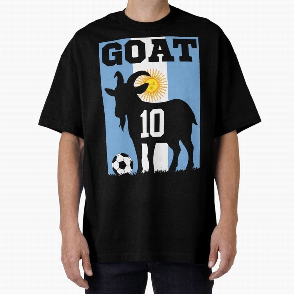 Argentina World Cup 2026 The Goat 10 Oversized T-Shirt Fuel FIFA World Cup 2026 Group Stage Celebrating Cristiano Ronaldo, Haaland and CR7, Argentina Energy, Championship Spirit, Famous Goals, Roaring Crowds and International Football Unity; Made