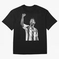 Messi grayscale Oversized T-Shirt Refresh Global Football Passion for FIFA World Cup 2026 USA Canada Mexico, Made for Messi, CR7 and Mbappe, Brazil, Champion Mindset, Group Stage Buzz, Knockout Tension and Passionate Fan Culture; Ideal for