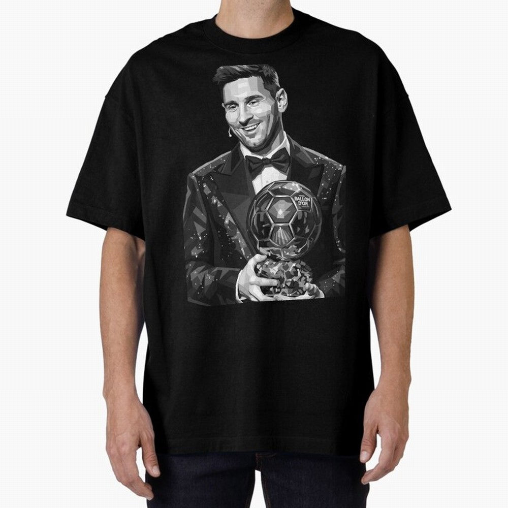 Messi grayscale Oversized T-Shirt Join Supporters Worldwide for Match Day Hype around FIFA World Cup 2026, Neymar, Argentina and Brazil, Football Festival Excitement, Trophy Ambitions, Country Rivalries and Star Player Buzz; Ideal for Football