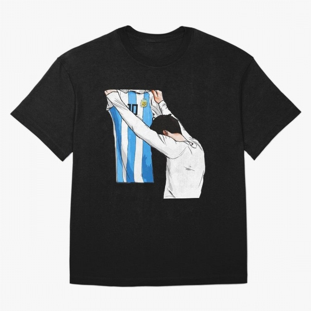 Lionel Messi holding his shirt, Argentina copa america Classic T-Shirt Stand with FIFA World Cup 2026 USA Canada Mexico for Fans of Mbappe and Neymar and Spain and Netherlands, Bringing Stadium Chants, National Pride, Trophy Dreams and