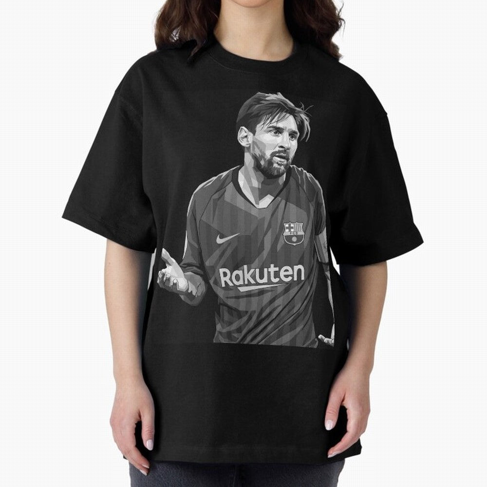 Messi grayscale Oversized T-Shirt Represent Fans Who Live for FIFA World Cup 2026 Group Stage Spirit, Featuring France, Messi, Match Day Excitement, Supporter Culture, Golden Goals and Global Football Passion; Great for Supporters Who Love