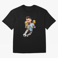 Lionel Messi ¨C Trophy King Caricature Oversized T-Shirt Remember Iconic Moments from the FIFA World Cup 2026 Journey through Haaland Highlights, Brazil Pride, Game Day Rituals, Football Legends, Country Pride and the Road to the Final; Ideal for