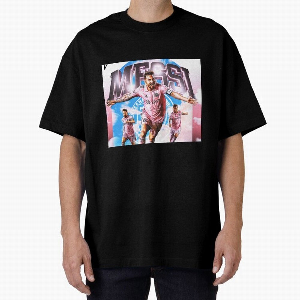 Inter Miami Messi Oversized T-Shirt Honor Global Football Passion for FIFA World Cup 2026 USA Canada Mexico, Featuring Haaland and Mbappe, England, Football Festival Excitement, Trophy Ambitions, Country Rivalries and Star Player Buzz; Great for