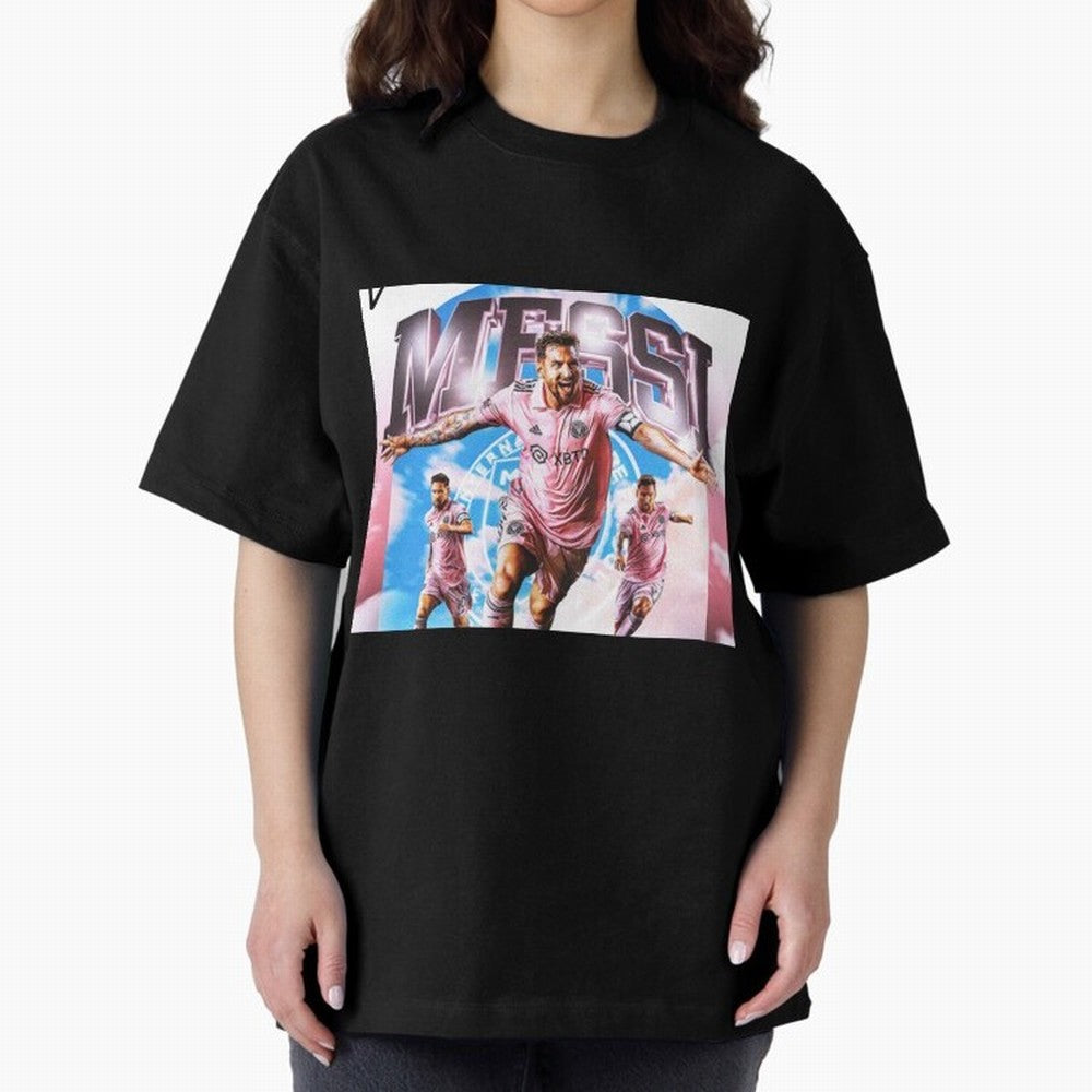 Inter Miami Messi Oversized T-Shirt Honor Global Football Passion for FIFA World Cup 2026 USA Canada Mexico, Featuring Haaland and Mbappe, England, Football Festival Excitement, Trophy Ambitions, Country Rivalries and Star Player Buzz; Great for
