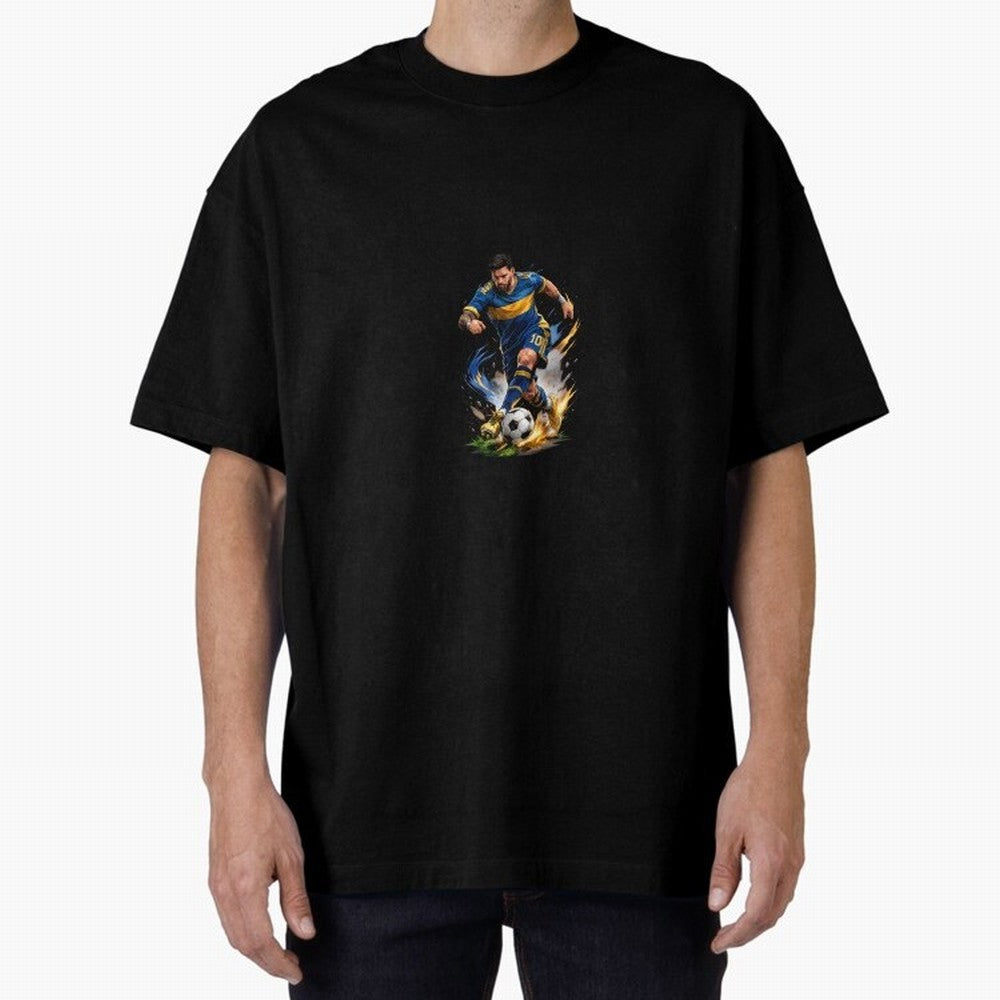The Great Footballer Oversized T-Shirt Celebrate Classic Football Spirit in FIFA World Cup 2026 Group Stage for Fans of Messi, CR7 and Mbappe and Spain, Bringing Fan Favorite Moments, National Team Passion, Big Match Drama and Soccer History; Ideal
