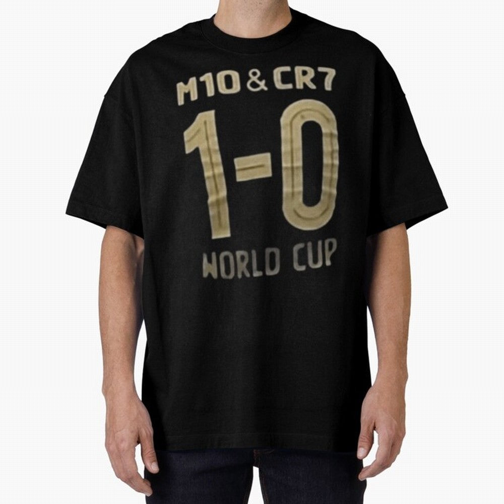M10 And Cr7 1-0 World Cup Football Classic T-Shirt Unlock the FIFA World Cup 2026 Group Stage Journey through Haaland and Mbappe Highlights, Portugal, Spain and Germany Pride, Retro Football Energy, Iconic Rivalries, Trophy Chase Drama and Stadium