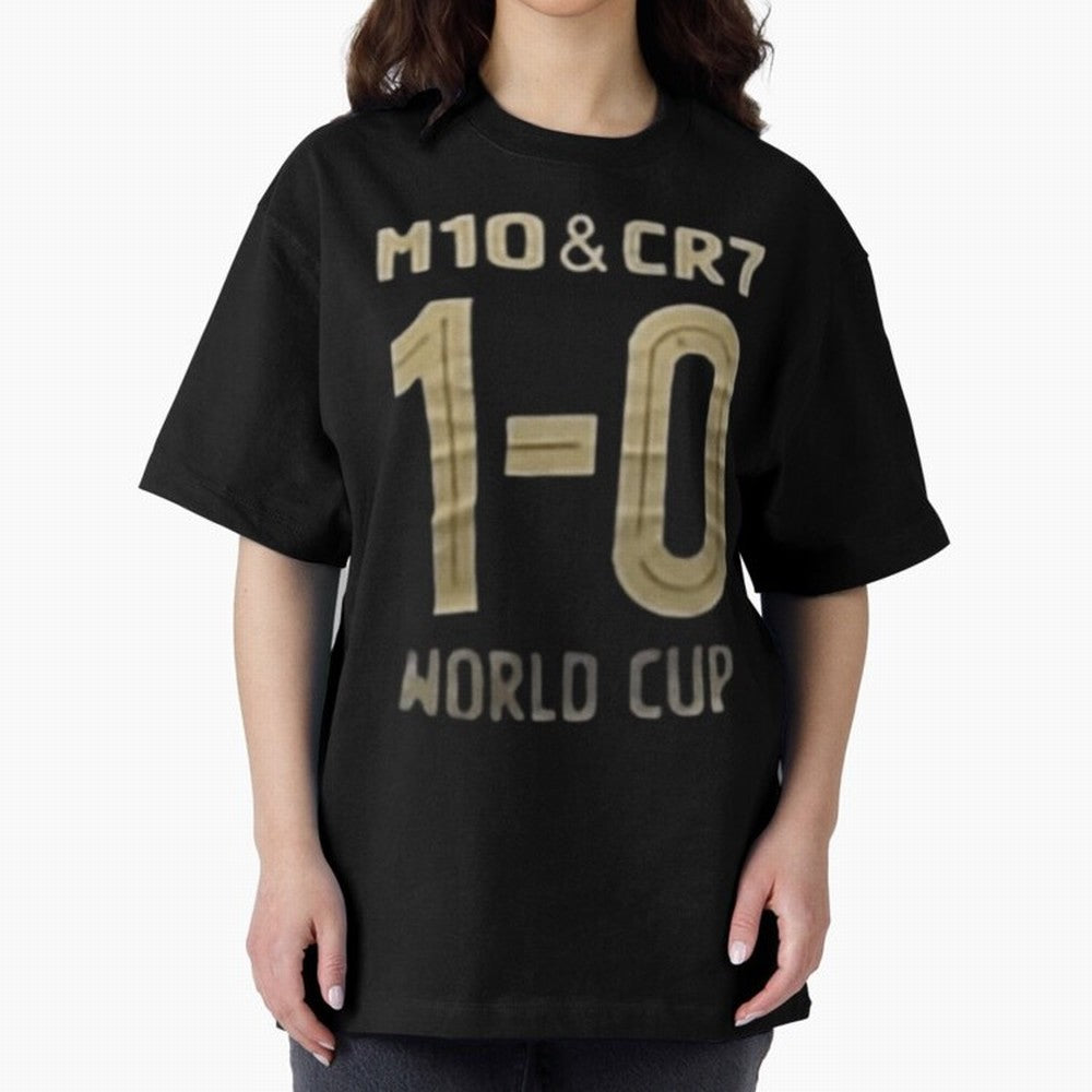 M10 And Cr7 1-0 World Cup Football Classic T-Shirt Unlock the FIFA World Cup 2026 Group Stage Journey through Haaland and Mbappe Highlights, Portugal, Spain and Germany Pride, Retro Football Energy, Iconic Rivalries, Trophy Chase Drama and Stadium