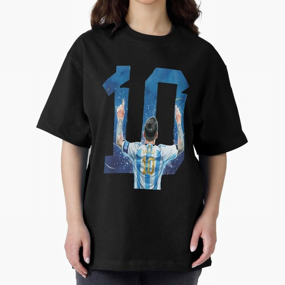 Messi 10 Argentina Oversized T-Shirt Celebrate Unforgettable Nights in Match Day Hype around FIFA World Cup 2026, Mbappe, Argentina, Global Supporter Spirit, Legendary Goals, National Colors and Tournament Celebration; Made for Die Hard Supporters,