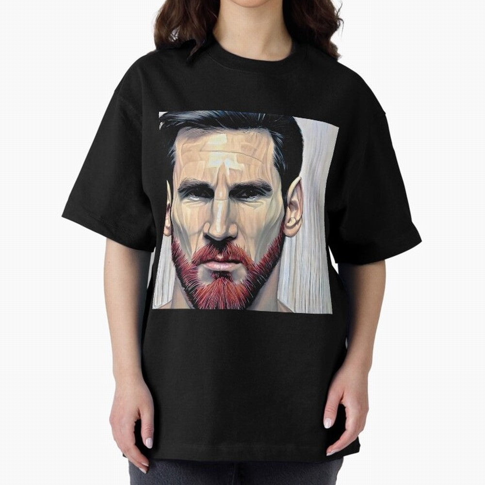 Cartoon-like Messi Oversized T-Shirt Experience the Global Stage of FIFA World Cup 2026 Group Stage for Fans of Messi, Neymar and Mbappe and England, France and Netherlands, Bringing Stadium Memories, Football Loyalty, International Chants and