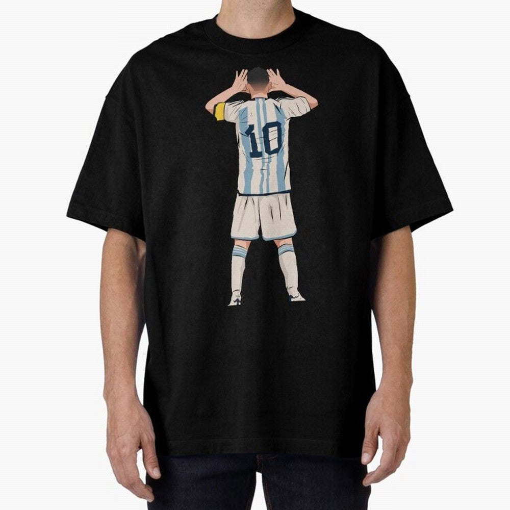 Lionel Messi Oversized T-Shirt Elevate the FIFA World Cup 2026 Journey through Messi and Cristiano Ronaldo Highlights, France and Portugal Pride, Retro Football Energy, Iconic Rivalries, Trophy Chase Drama and Stadium Atmosphere; Perfect for