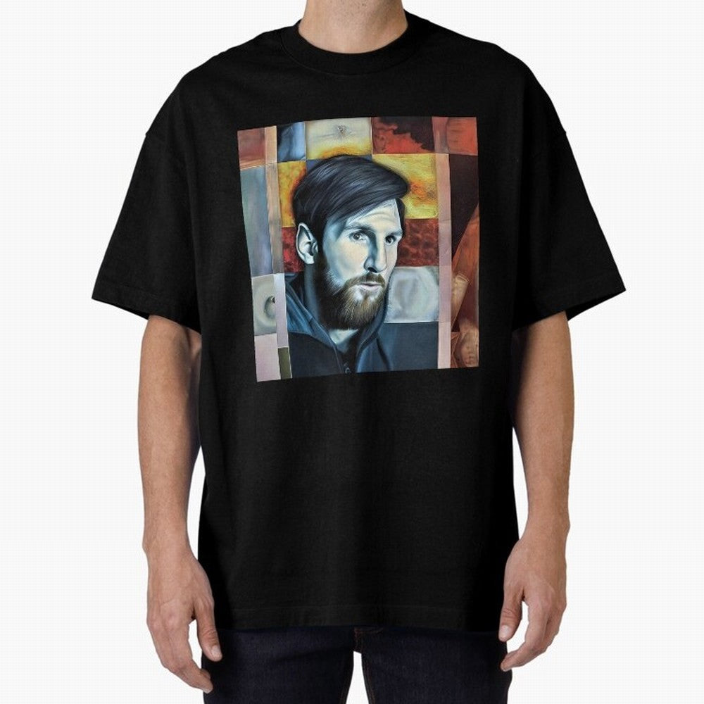 Messi on digital board Oversized T-Shirt Fuel the Hype around Match Day Hype around FIFA World Cup 2026 Group Stage, Neymar, Haaland and Cristiano Ronaldo, England and Germany, Retro Football Energy, Iconic Rivalries, Trophy Chase Drama and Stadium