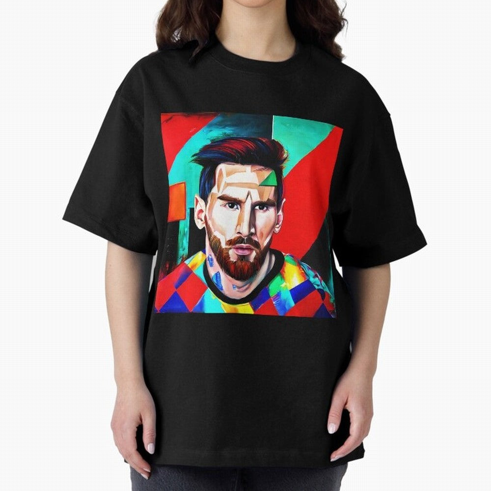 colorful Messi Oversized T-Shirt Represent the Passion of the FIFA World Cup 2026 USA Canada Mexico Journey through Messi, CR7 and Mbappe Highlights, Portugal Pride, Retro Football Energy, Iconic Rivalries, Trophy Chase Drama and Stadium