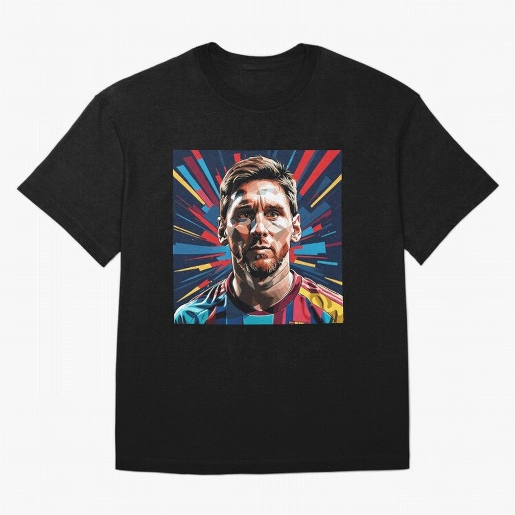 Lionel Messi Pop-Art Portrait Oversized T-Shirt Celebrate Every Goal in FIFA World Cup 2026 USA Canada Mexico Spirit, Featuring Spain and Netherlands, Mbappe and Neymar, Football History, Final Match Energy, Crowd Noise and Once in a Lifetime