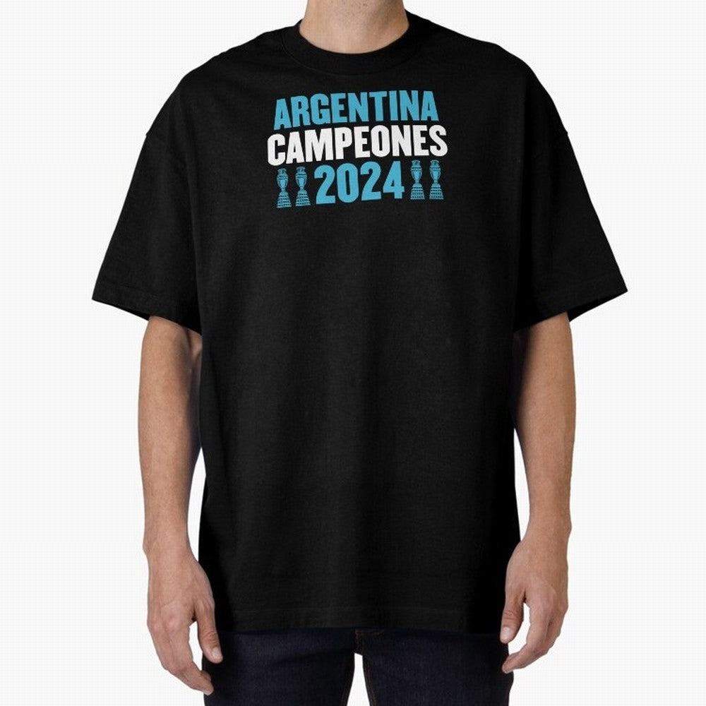 Argentina Campeones 2024 Oversized T-Shirt Experience the Global Stage of FIFA World Cup 2026 USA Canada Mexico Spirit, Built around Spain, Neymar, Haaland and Cristiano Ronaldo, Global Supporter Spirit, Legendary Goals, National Colors and