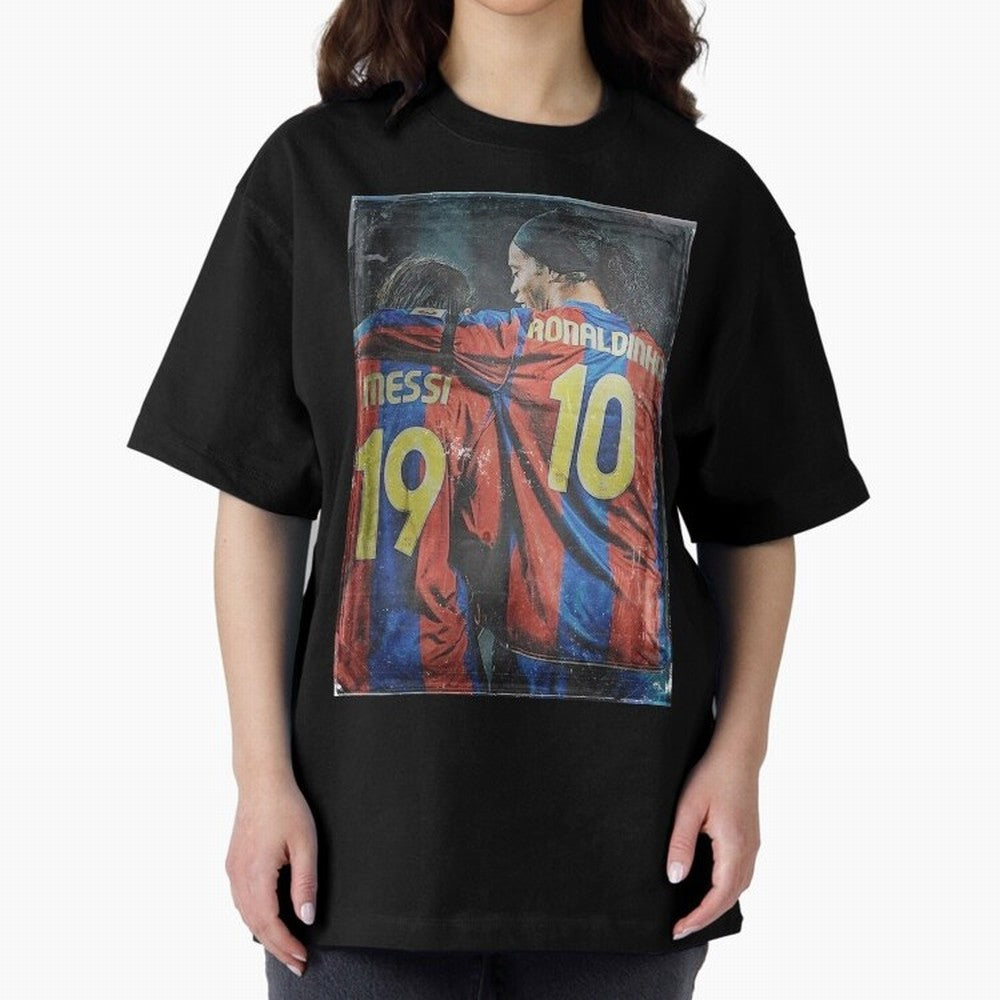 Messi and Ronaldinho Oversized T-Shirt Honor the Football Icons of Global Football Passion for FIFA World Cup 2026 USA Canada Mexico, Connected to Cristiano Ronaldo, Netherlands, Supporter Pride, Iconic Celebrations, Legendary Names and Global