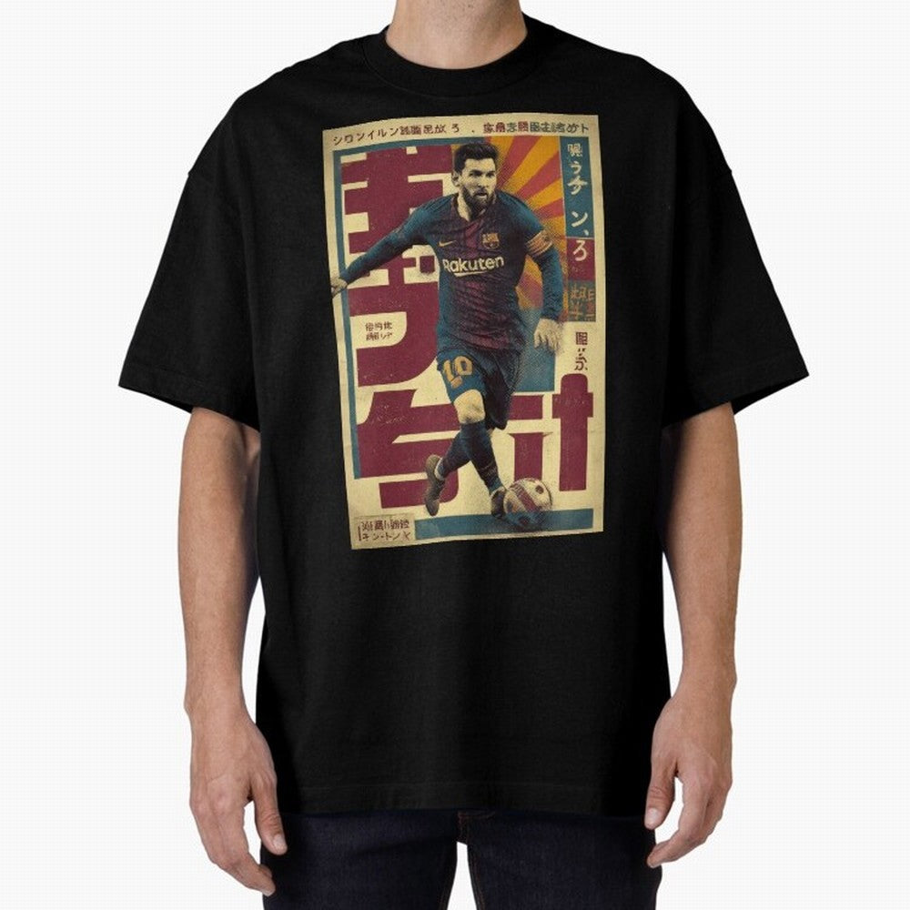 Retro 70's Japanese Messi Oversized T-Shirt Keep the Match Day Mood of Global Football Passion for FIFA World Cup 2026 USA Canada Mexico, Driven by Cristiano Ronaldo, England, Global Supporter Spirit, Legendary Goals, National Colors and Tournament