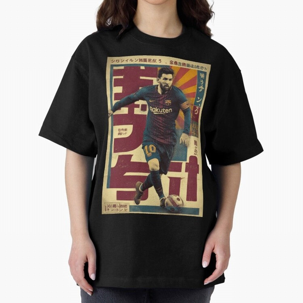 Retro 70's Japanese Messi Oversized T-Shirt Keep the Match Day Mood of Global Football Passion for FIFA World Cup 2026 USA Canada Mexico, Driven by Cristiano Ronaldo, England, Global Supporter Spirit, Legendary Goals, National Colors and Tournament