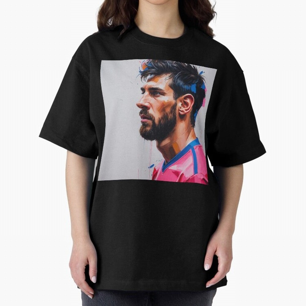 Vibrant Artistic Portrait of Lionel Messi (GOAT) - Digital painting (Version 5) Classic T-Shirt Make Your Look Match Global Football Passion for FIFA World Cup 2026, Centered on Messi and Cristiano Ronaldo, France and Portugal, Football Festival