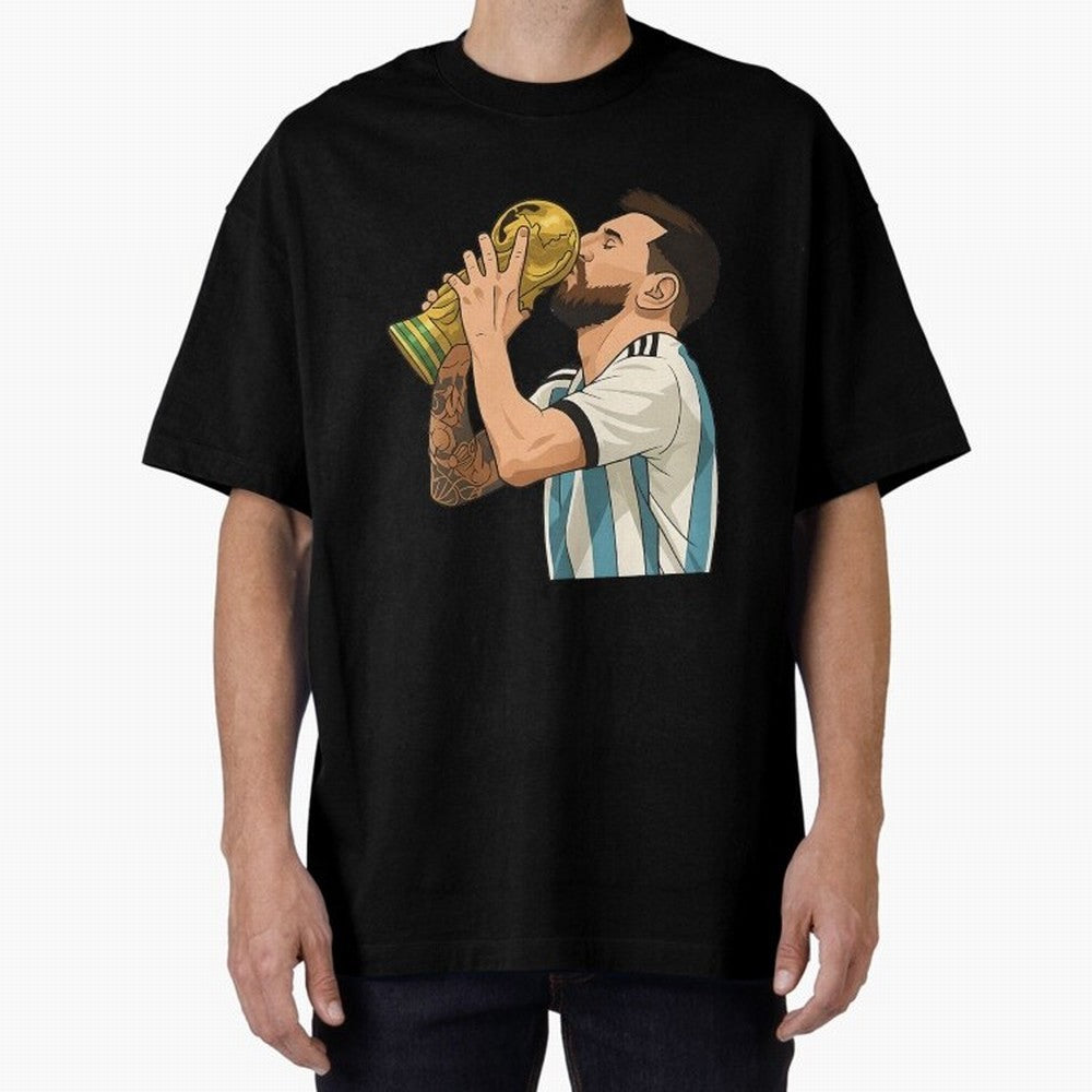 Messi Cup Oversized T-Shirt Enjoy the Biggest Football Party of FIFA World Cup 2026 for Fans of CR7 and France and Portugal, Bringing Supporter Pride, Iconic Celebrations, Legendary Names and Global Match Day Energy; Great for Supporters Who Love
