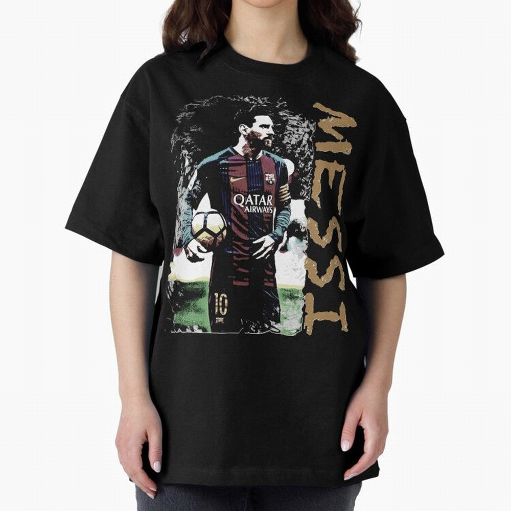 Messi Pop Art Portrait Oversized T-Shirt Bring Global Tournament Vibes to FIFA World Cup 2026 Spirit, Filled with France and Portugal, CR7 and Messi, Champion Mindset, Group Stage Buzz, Knockout Tension and Passionate Fan Culture; Great for Watch