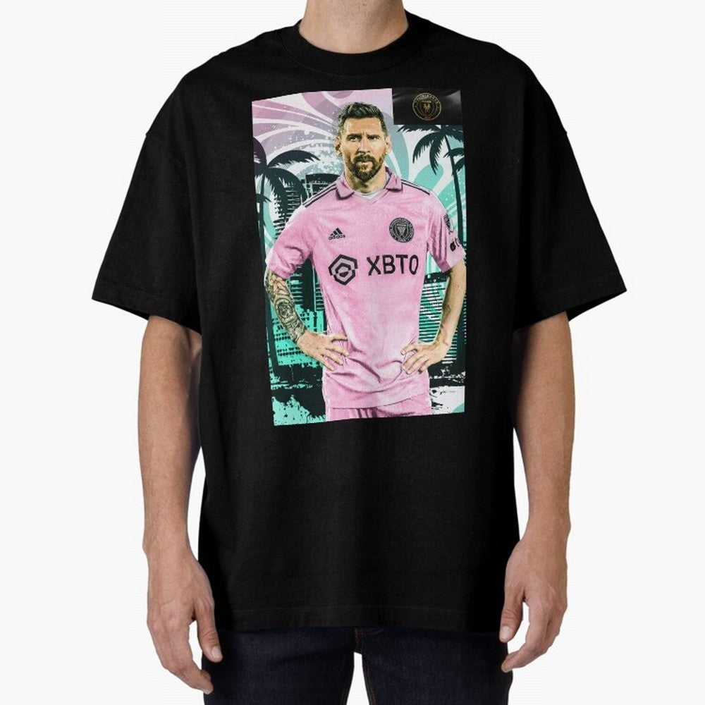 Messi Pop Art Portrait Oversized T-Shirt Bring a Champion Mindset to FIFA World Cup 2026 for Fans of Cristiano Ronaldo, Haaland and CR7 and Spain and Netherlands, Bringing Sports Nostalgia, International Competition, Famous Players and