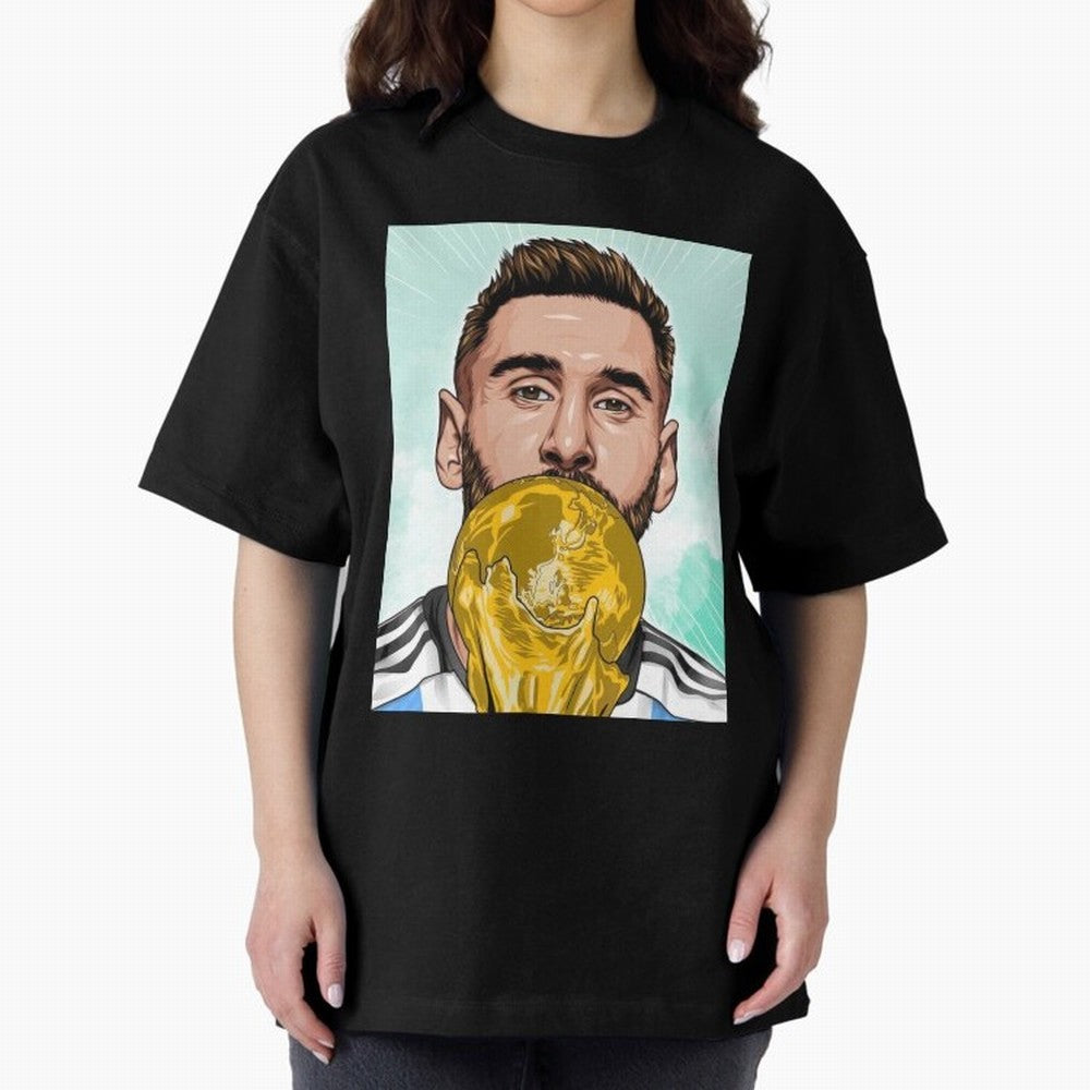 Messi goat Oversized T-Shirt Share FIFA World Cup 2026 Group Stage Spirit, Highlighting Portugal, Spain and Germany, Neymar, Global Supporter Spirit, Legendary Goals, National Colors and Tournament Celebration; Created for Match Day Parties, Soccer