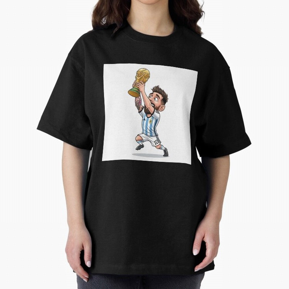Lionel Messi Oversized T-Shirt Honor Champions and Dreams in FIFA World Cup 2026 Highlighting Messi, Neymar and Mbappe, France and Portugal Energy, Fan Favorite Moments, National Team Passion, Big Match Drama and Soccer History; Great for