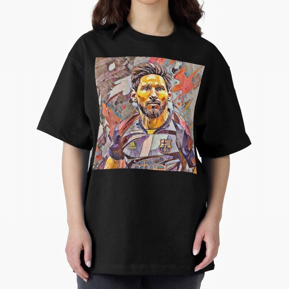 Messi art Oversized T-Shirt Capture FIFA World Cup 2026 Group Stage Connected to Neymar, Brazil, Portugal and Argentina Energy, Match Day Excitement, Supporter Culture, Golden Goals and Global Football Passion; Made for Die Hard Supporters, Soccer
